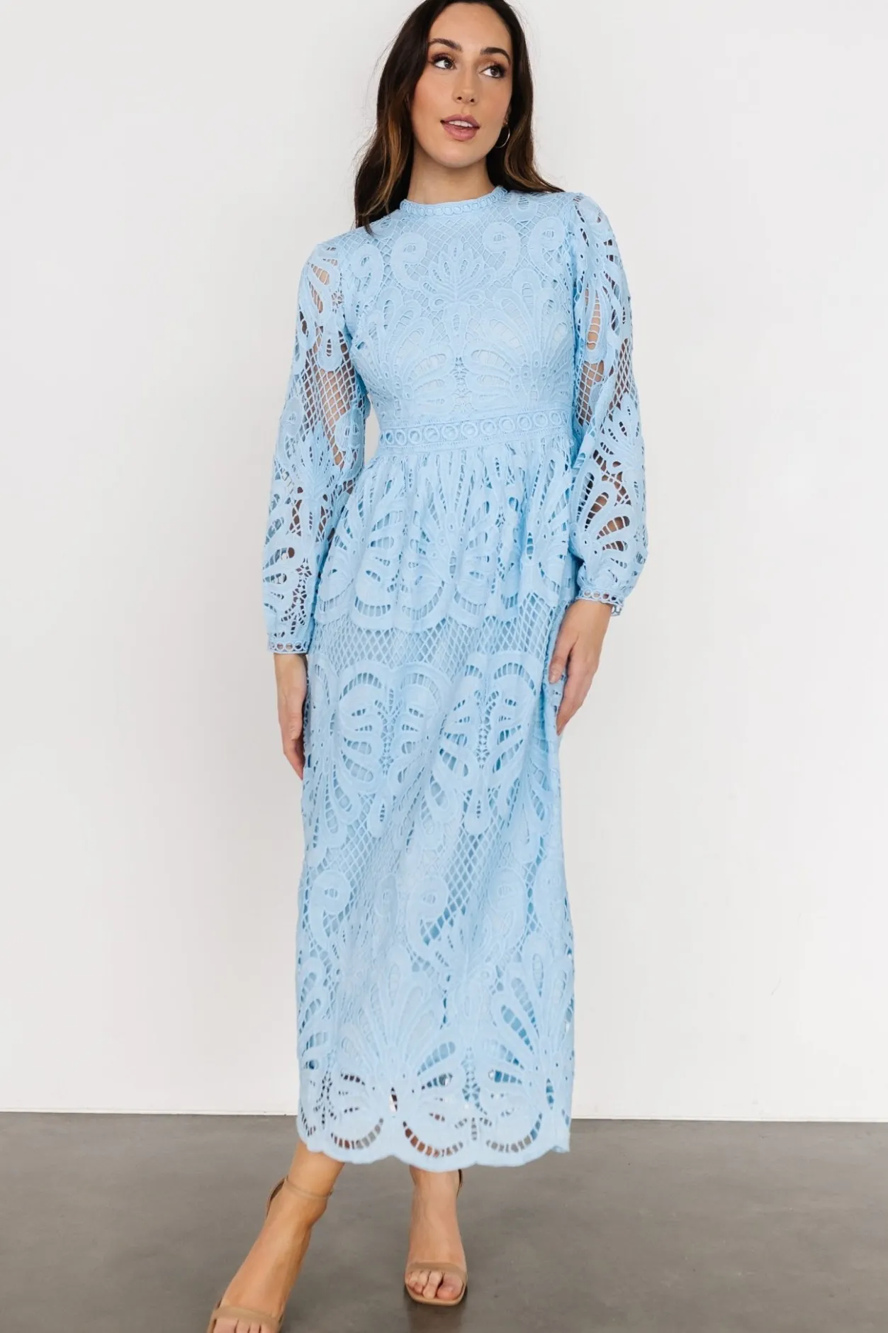 Hot Baltic Born Eldora Lace Midi Dress | Light Blue LightBlue