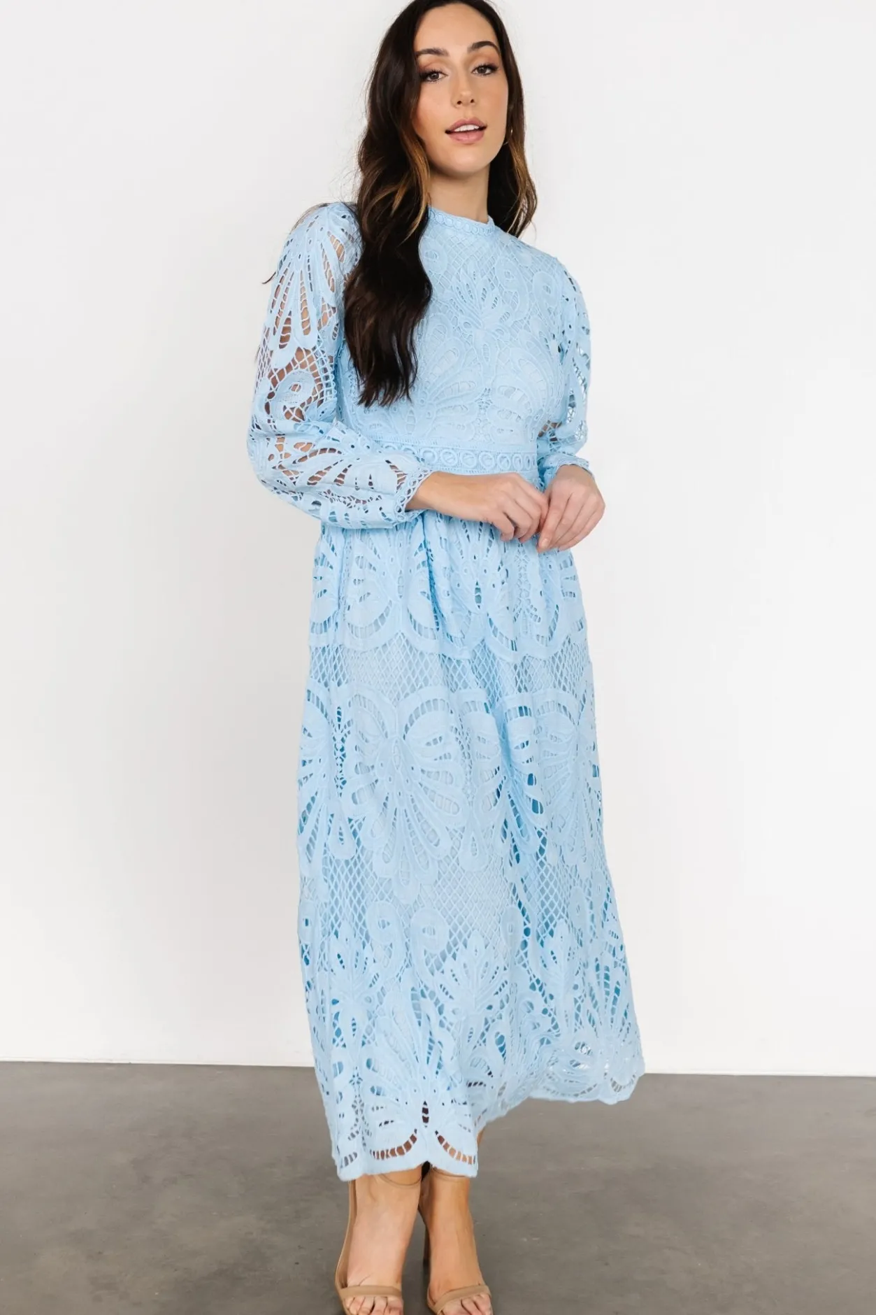 Hot Baltic Born Eldora Lace Midi Dress | Light Blue LightBlue