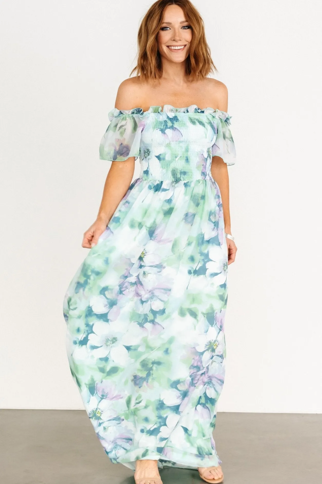 New Baltic Born Elina Maxi Dress | Blue + Green Multi Floral Blue+GreenMultiFloral