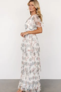Sale Baltic Born Elinor Tiered Tulle Dress | Off White + Peach Floral OffWhite+PeachFloral
