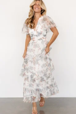 Sale Baltic Born Elinor Tiered Tulle Dress | Off White + Peach Floral OffWhite+PeachFloral