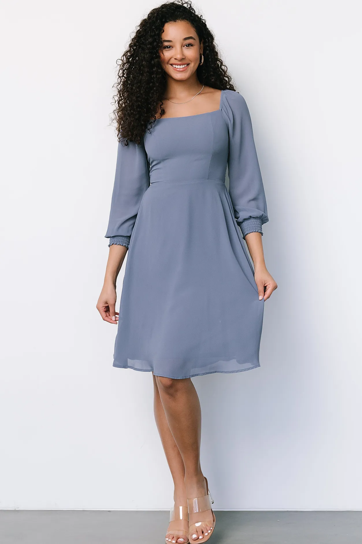 New Baltic Born Elise Short Dress | Whisper Blue WhisperBlue