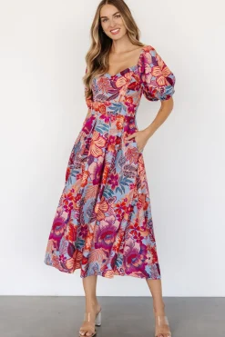 Hot Baltic Born Elisha Midi Dress | Blue + Multi Floral Blue+MultiFloral