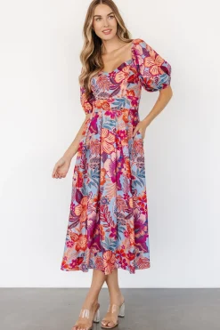 Hot Baltic Born Elisha Midi Dress | Blue + Multi Floral Blue+MultiFloral