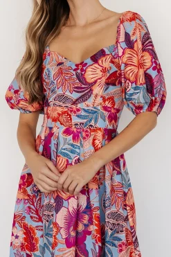 Hot Baltic Born Elisha Midi Dress | Blue + Multi Floral Blue+MultiFloral