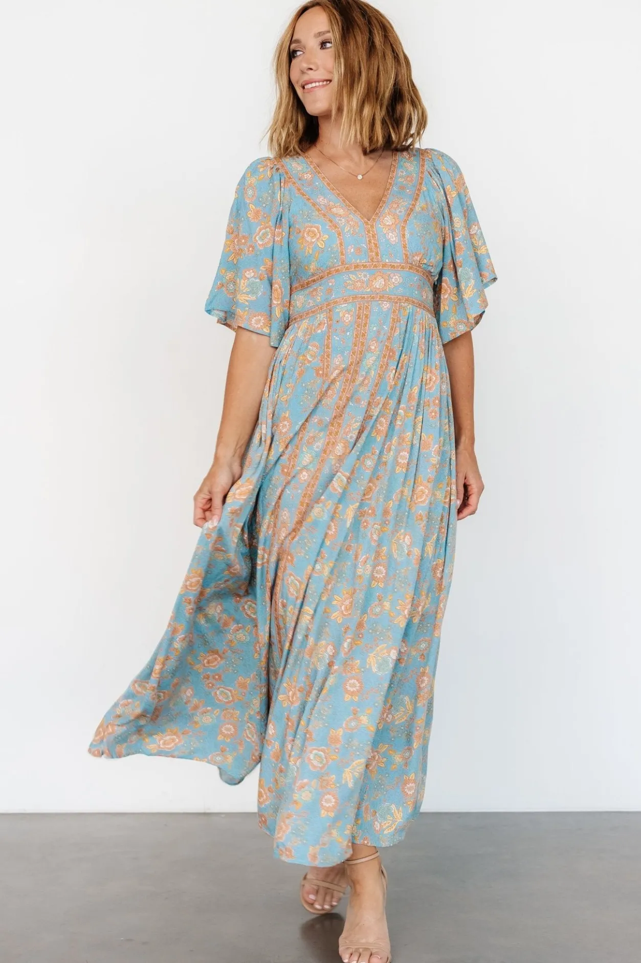 Best Baltic Born Elissa Maxi Dress | Dusty Blue Floral DustyBlueFloral