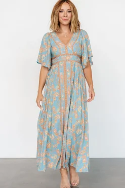 Best Baltic Born Elissa Maxi Dress | Dusty Blue Floral DustyBlueFloral