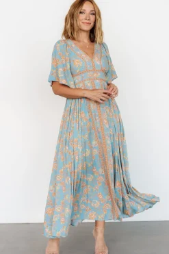 Best Baltic Born Elissa Maxi Dress | Dusty Blue Floral DustyBlueFloral