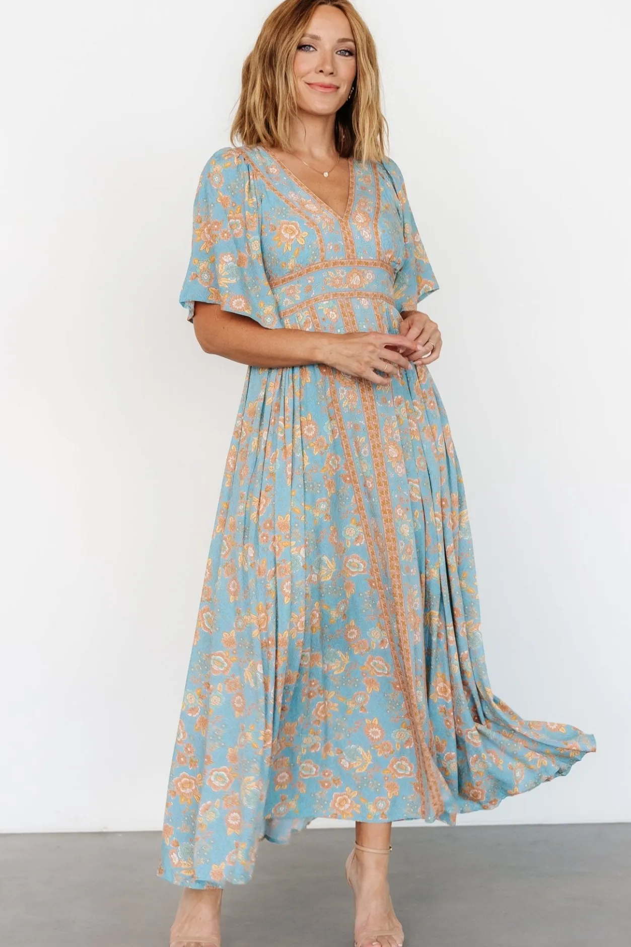 Best Baltic Born Elissa Maxi Dress | Dusty Blue Floral DustyBlueFloral
