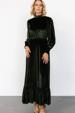 Hot Baltic Born Elodie Velvet Maxi Dress | Deep Olive DeepOlive
