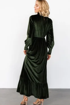 Hot Baltic Born Elodie Velvet Maxi Dress | Deep Olive DeepOlive