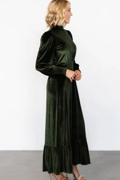 Hot Baltic Born Elodie Velvet Maxi Dress | Deep Olive DeepOlive