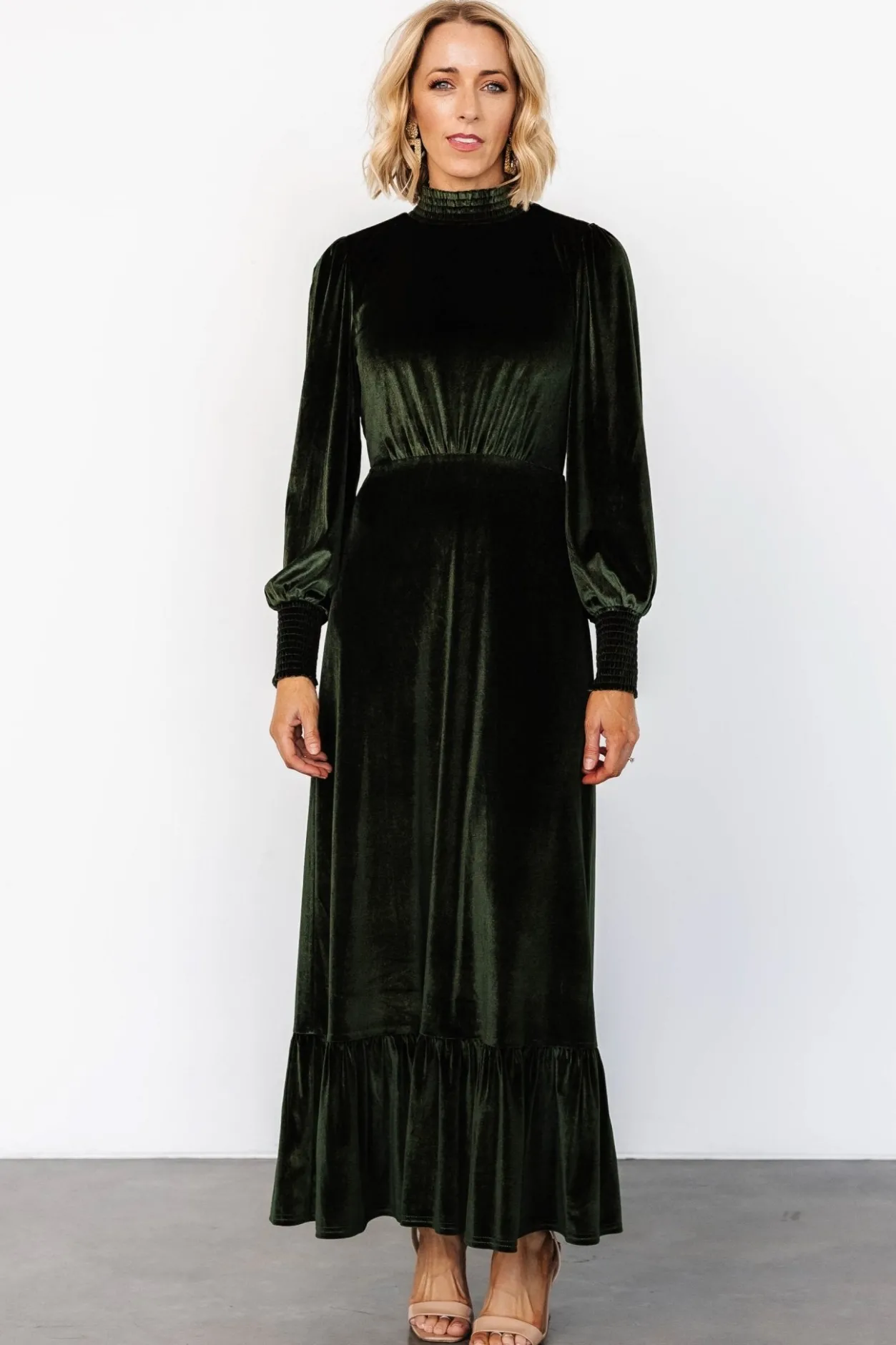 Hot Baltic Born Elodie Velvet Maxi Dress | Deep Olive DeepOlive