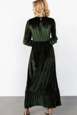 Hot Baltic Born Elodie Velvet Maxi Dress | Deep Olive DeepOlive