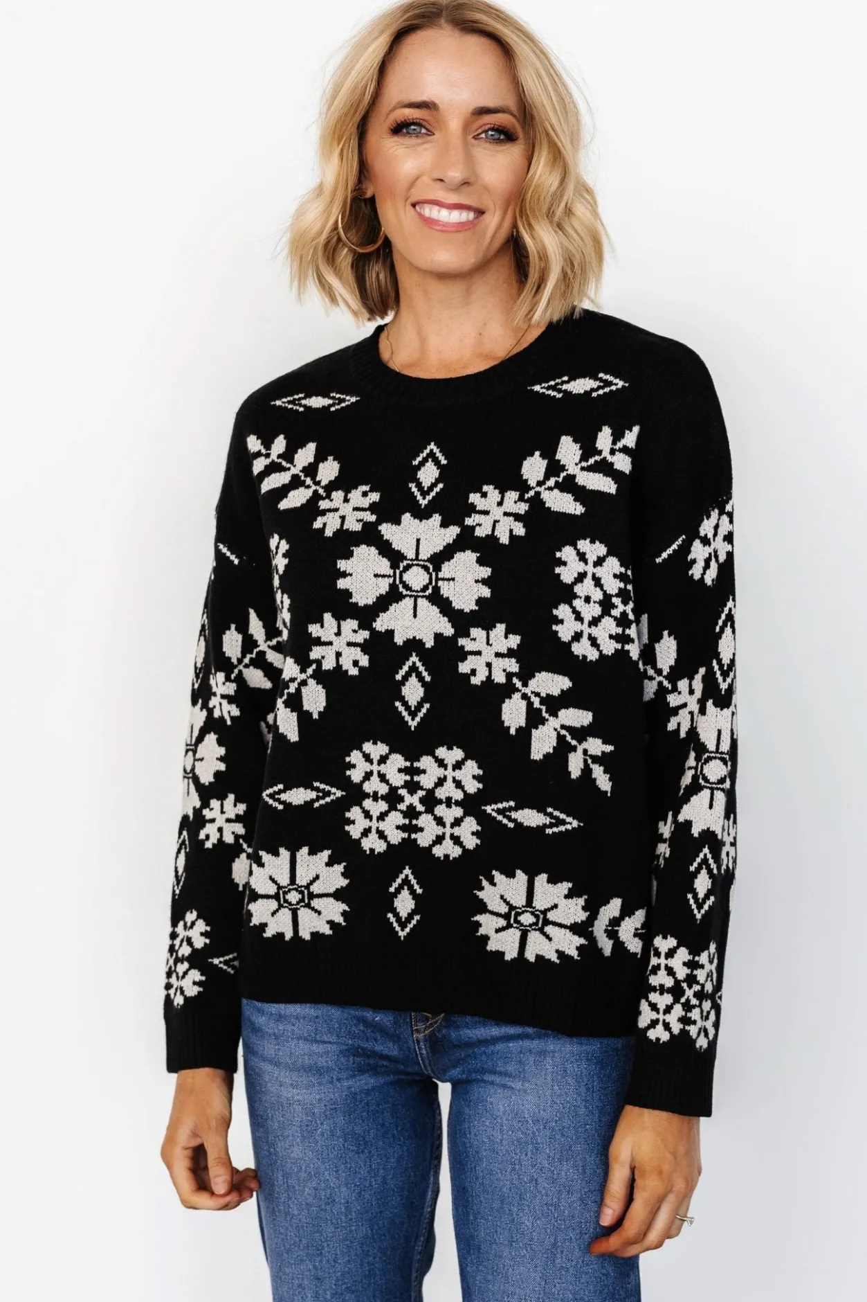 Sale Baltic Born Elsa Sweater | Black + Off White Black+OffWhite
