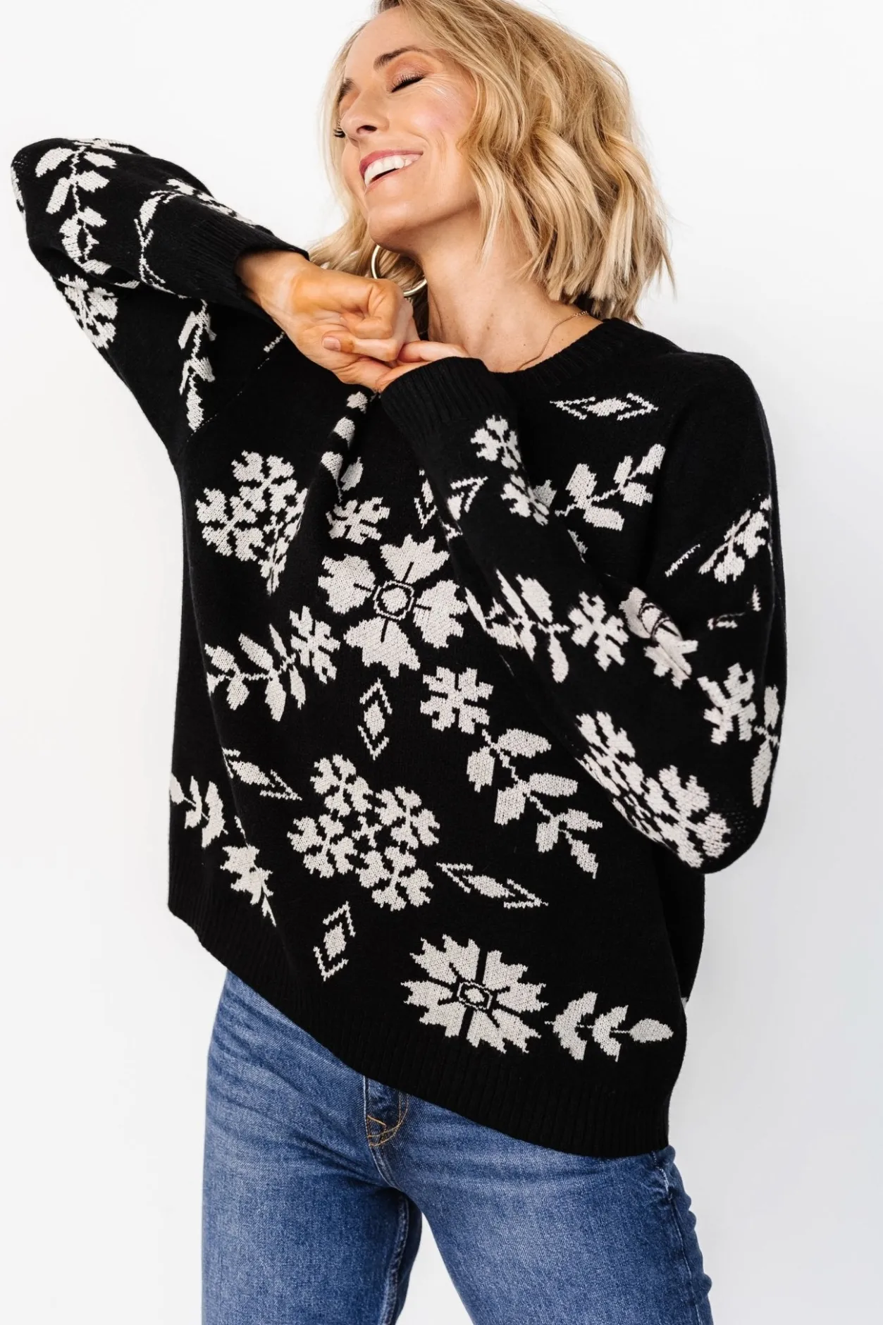 Sale Baltic Born Elsa Sweater | Black + Off White Black+OffWhite