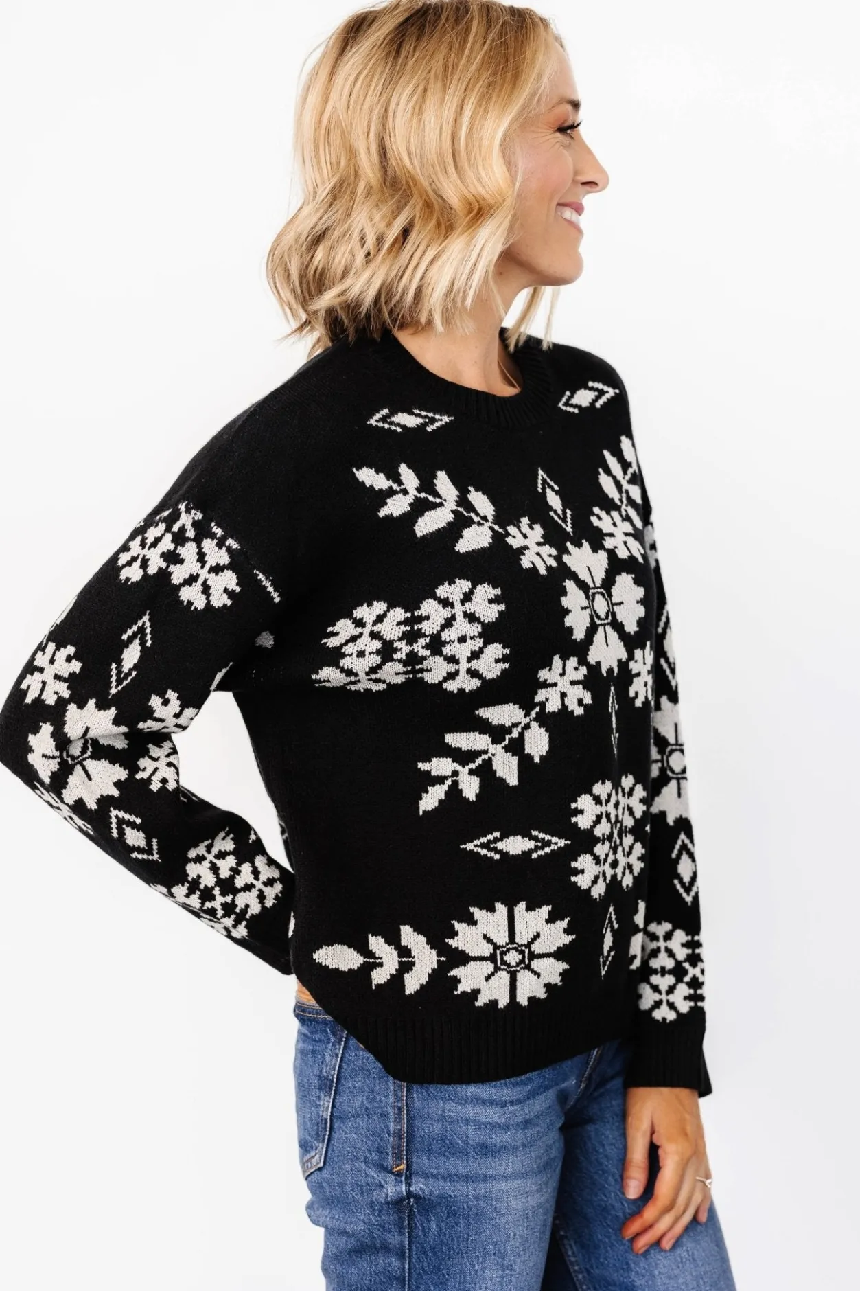 Sale Baltic Born Elsa Sweater | Black + Off White Black+OffWhite