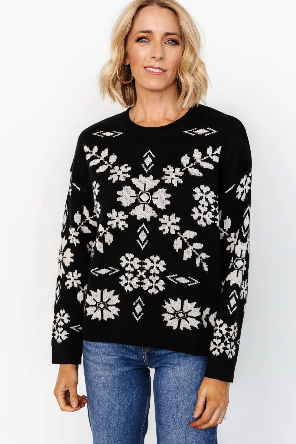 Sale Baltic Born Elsa Sweater | Black + Off White Black+OffWhite