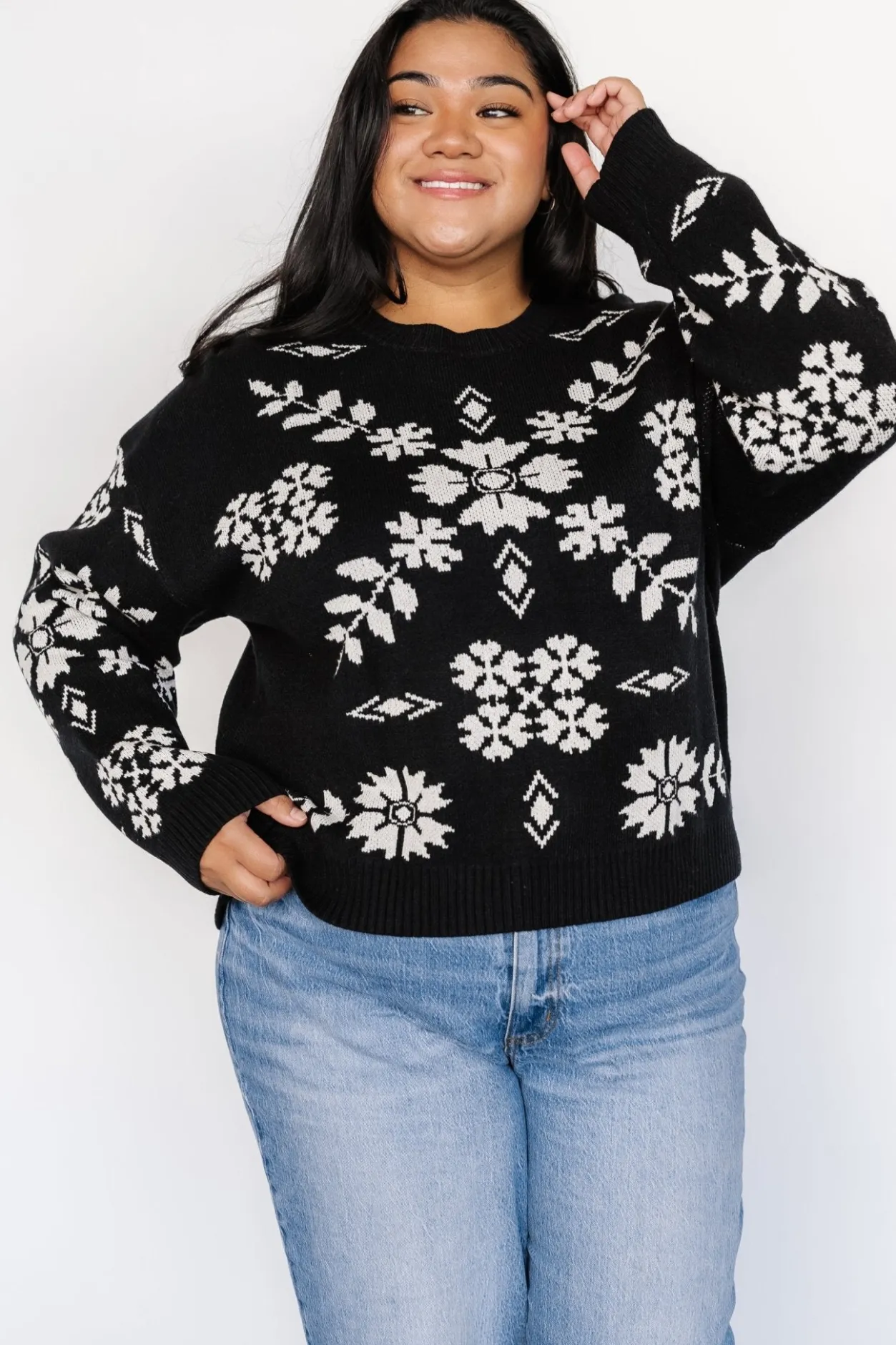 Sale Baltic Born Elsa Sweater | Black + Off White Black+OffWhite