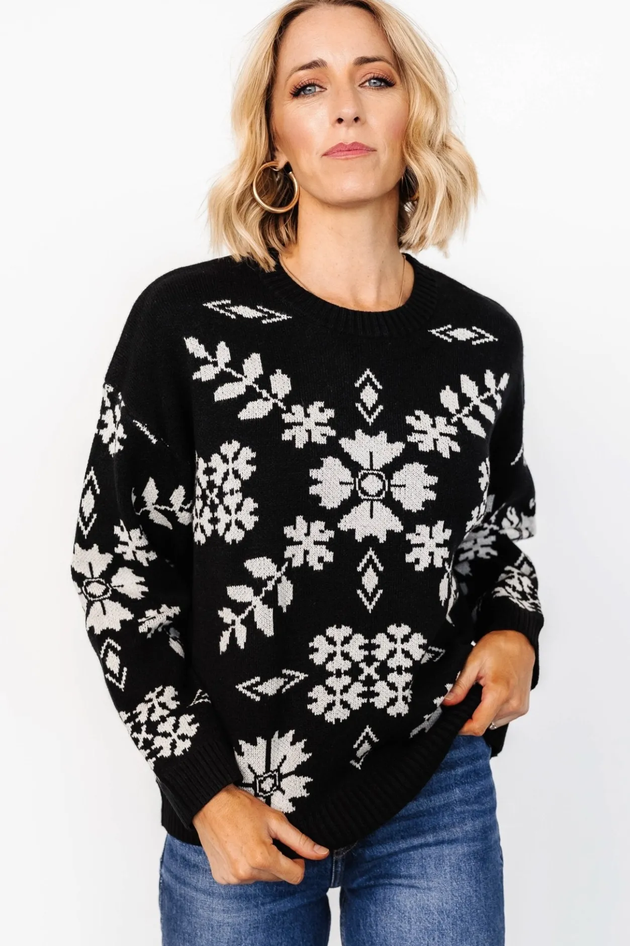 Sale Baltic Born Elsa Sweater | Black + Off White Black+OffWhite