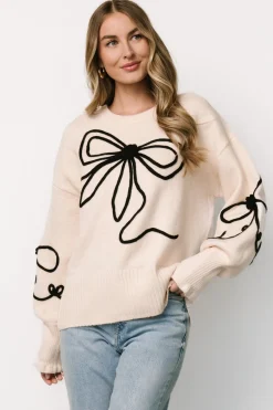 Clearance Baltic Born Elsie Ribbon Sweater | Cream + Black Cream+Black