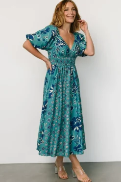 Clearance Baltic Born Elyse Midi Dress | Teal + Blue Multi Teal+BlueMulti