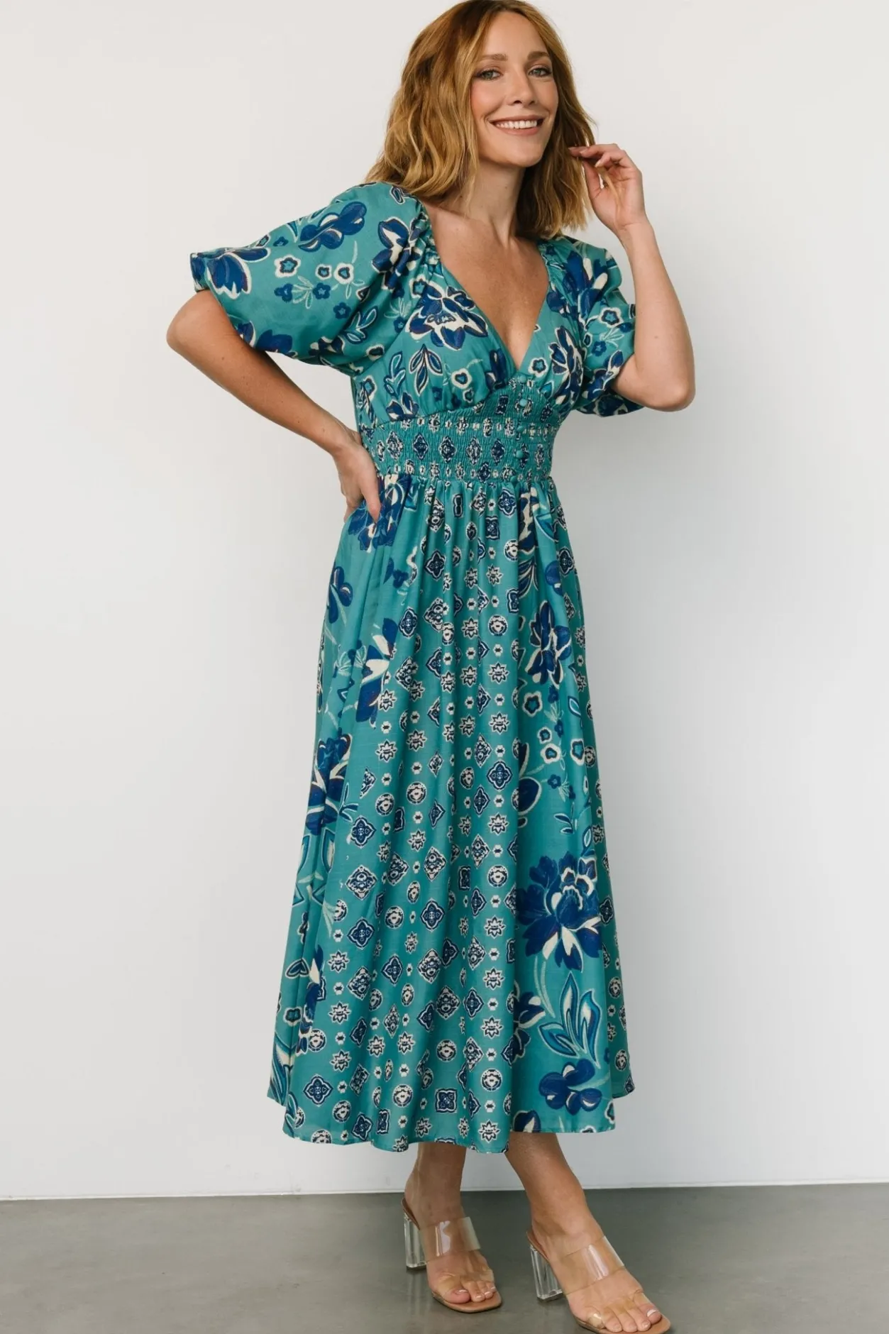 Clearance Baltic Born Elyse Midi Dress | Teal + Blue Multi Teal+BlueMulti