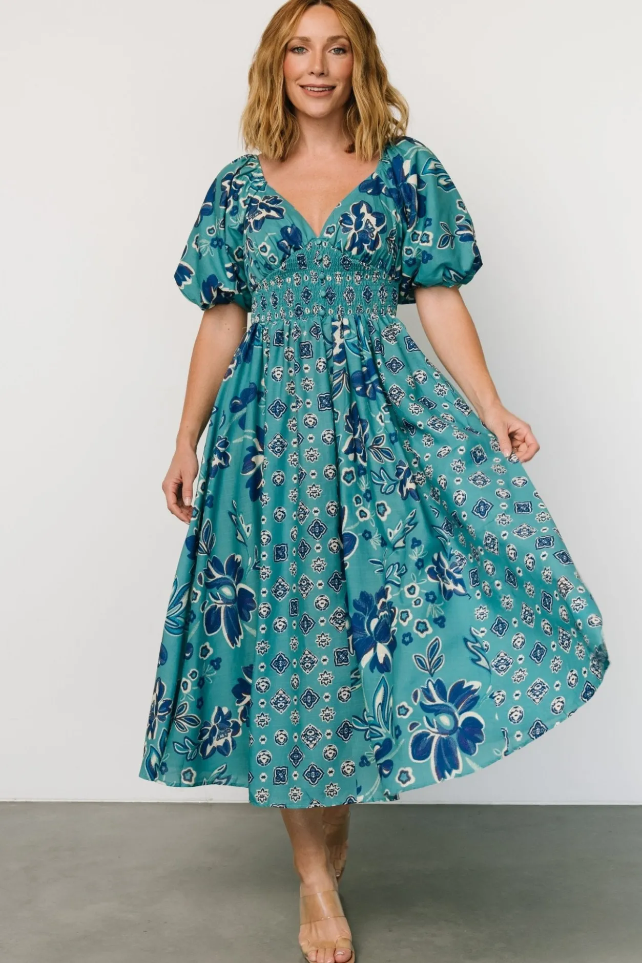 Clearance Baltic Born Elyse Midi Dress | Teal + Blue Multi Teal+BlueMulti