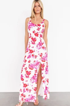 Sale Baltic Born Emaline Open Back Maxi Dress | White + Pink Floral White+PinkFloral