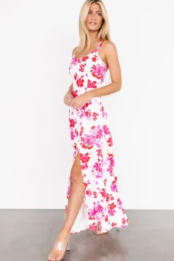 Sale Baltic Born Emaline Open Back Maxi Dress | White + Pink Floral White+PinkFloral