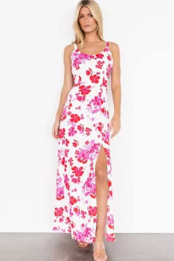 Sale Baltic Born Emaline Open Back Maxi Dress | White + Pink Floral White+PinkFloral