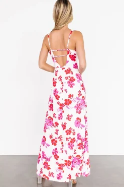 Sale Baltic Born Emaline Open Back Maxi Dress | White + Pink Floral White+PinkFloral