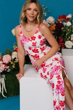 Sale Baltic Born Emaline Open Back Maxi Dress | White + Pink Floral White+PinkFloral