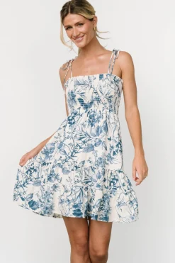 Hot Baltic Born Emelyn Short Dress | Cream + Blue Cream+Blue