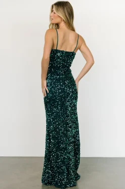 New Baltic Born Emeris Sequin Gown | Emerald