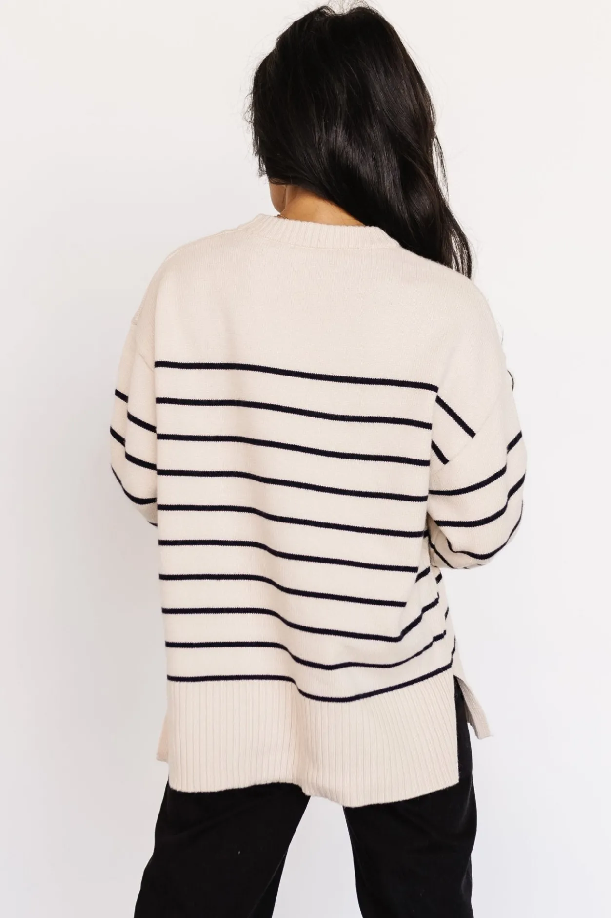 Fashion Baltic Born Emerson Stripe Knit Sweater | Ivory + Black Ivory+Black
