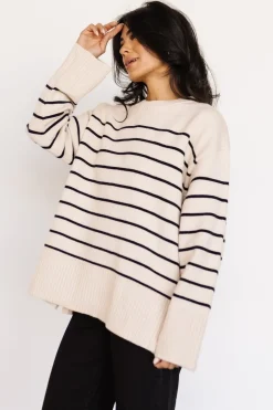 Fashion Baltic Born Emerson Stripe Knit Sweater | Ivory + Black Ivory+Black