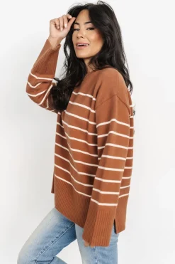 Online Baltic Born Emerson Stripe Knit Sweater | Dark Camel + Ivory DarkCamel+Ivory