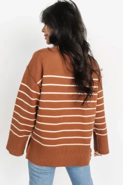 Online Baltic Born Emerson Stripe Knit Sweater | Dark Camel + Ivory DarkCamel+Ivory