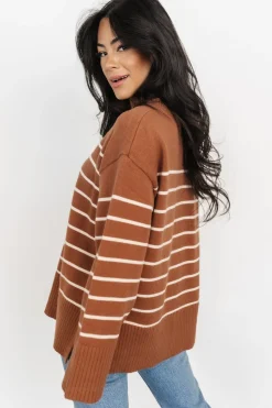 Online Baltic Born Emerson Stripe Knit Sweater | Dark Camel + Ivory DarkCamel+Ivory
