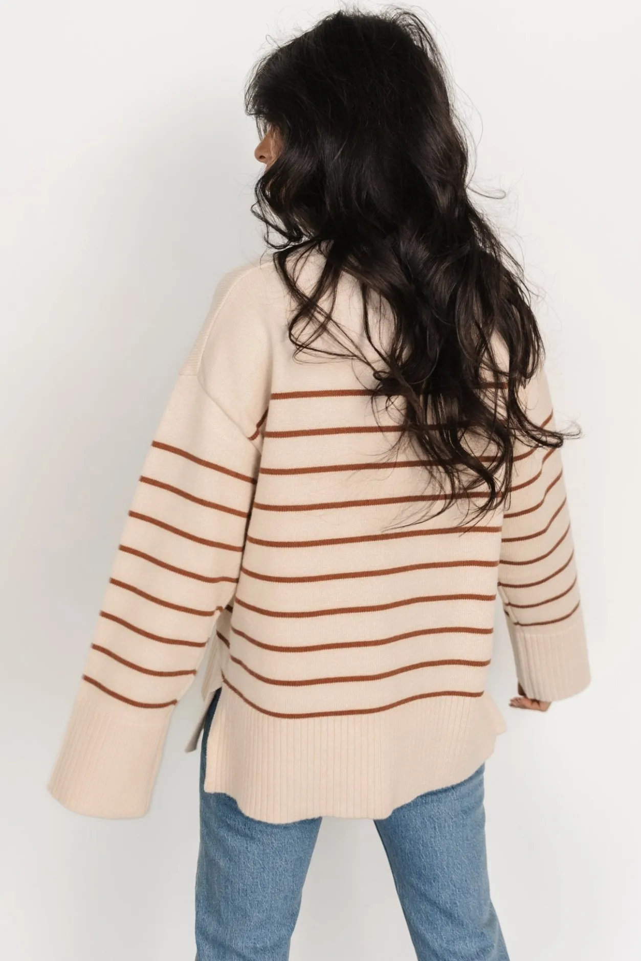 Fashion Baltic Born Emerson Stripe Knit Sweater | Beige + Camel Beige+Camel