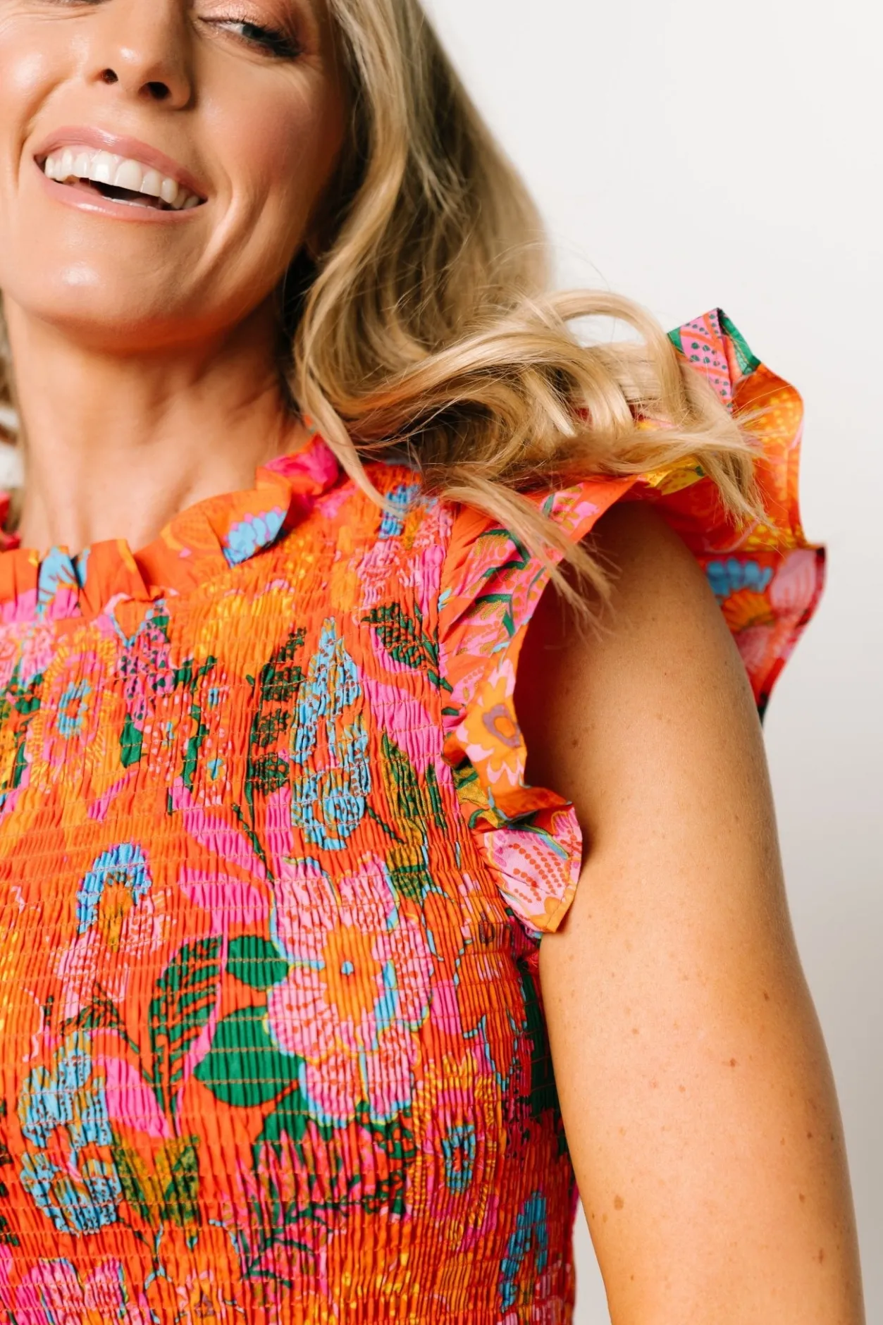 Online Baltic Born Emily Smocked Tier Dress | Orange Floral OrangeFloral