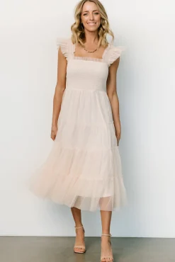 Sale Baltic Born Emma Smocked Tulle Dress | Beige