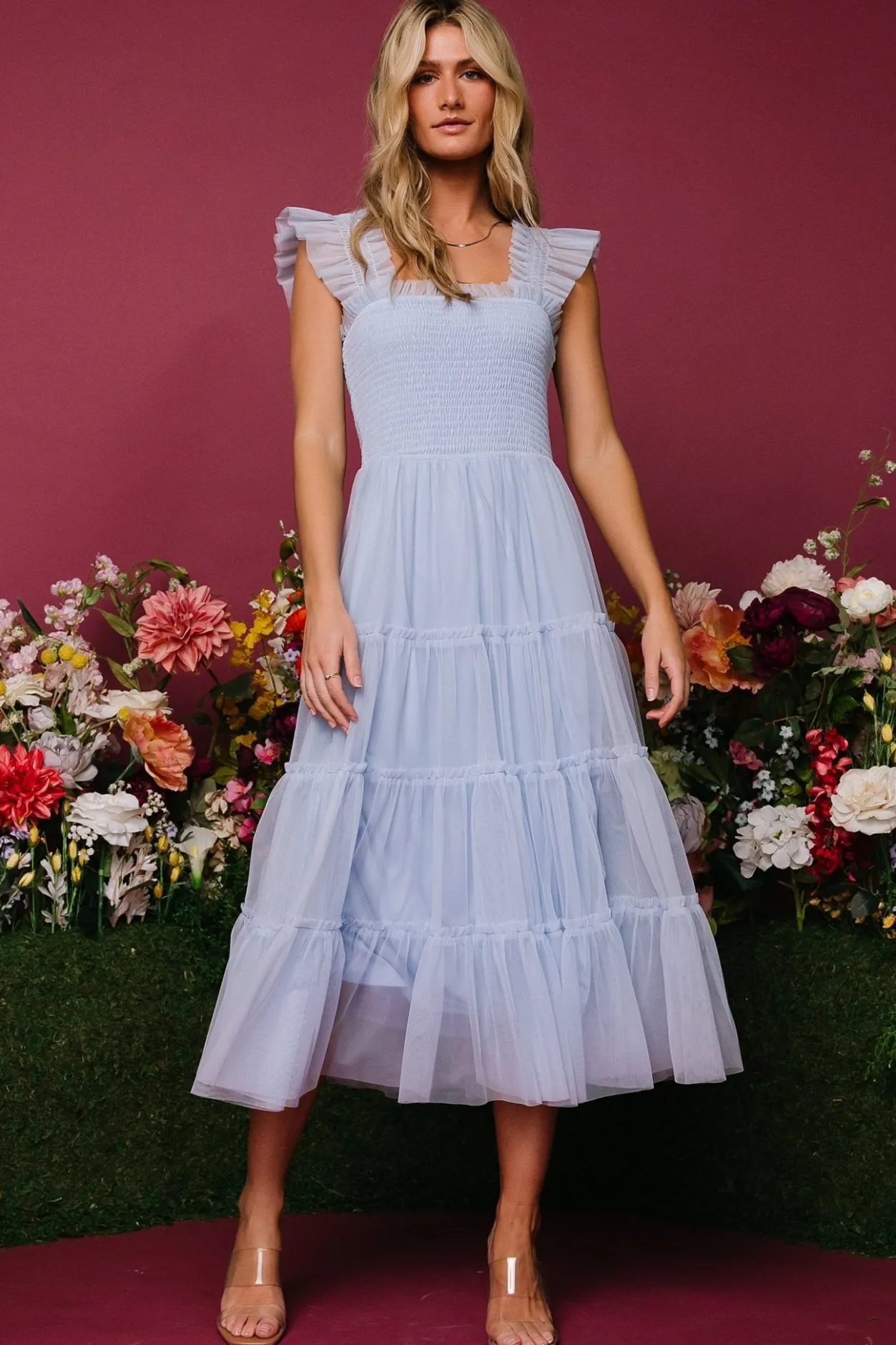 New Baltic Born Emma Smocked Tulle Dress | Light Blue LightBlue