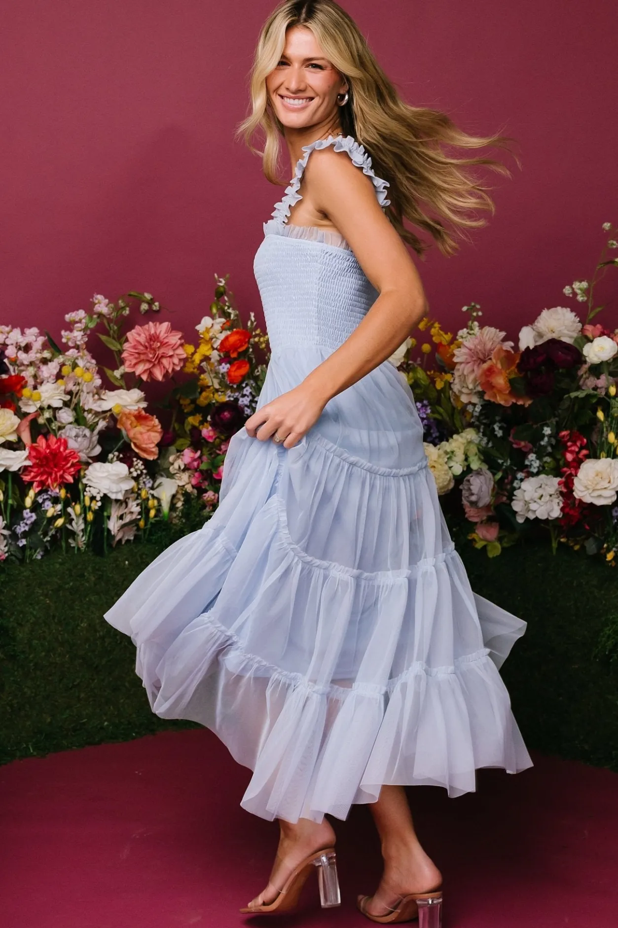 New Baltic Born Emma Smocked Tulle Dress | Light Blue LightBlue