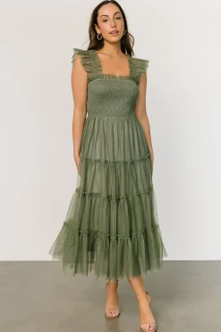 New Baltic Born Emma Smocked Tulle Dress | Sage