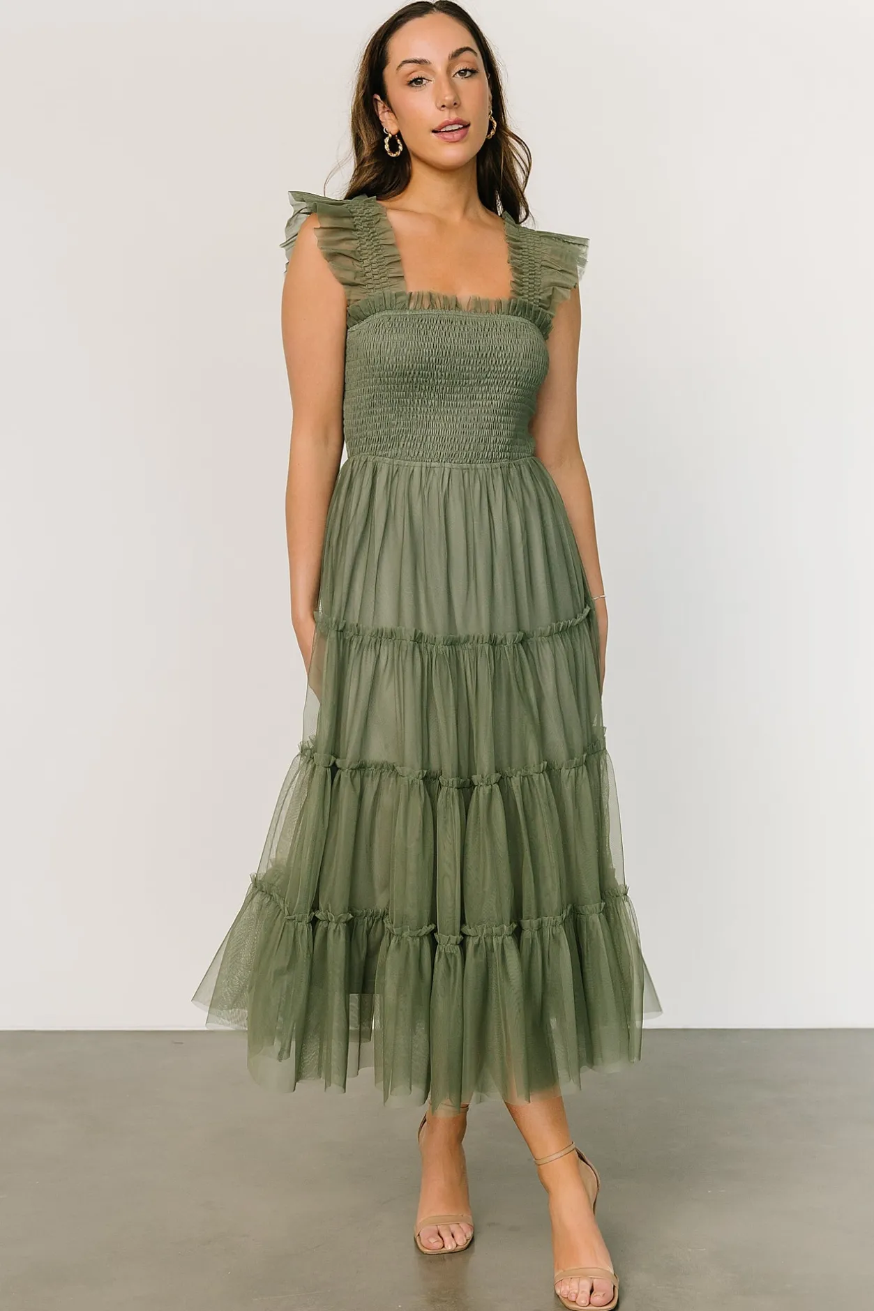 New Baltic Born Emma Smocked Tulle Dress | Sage