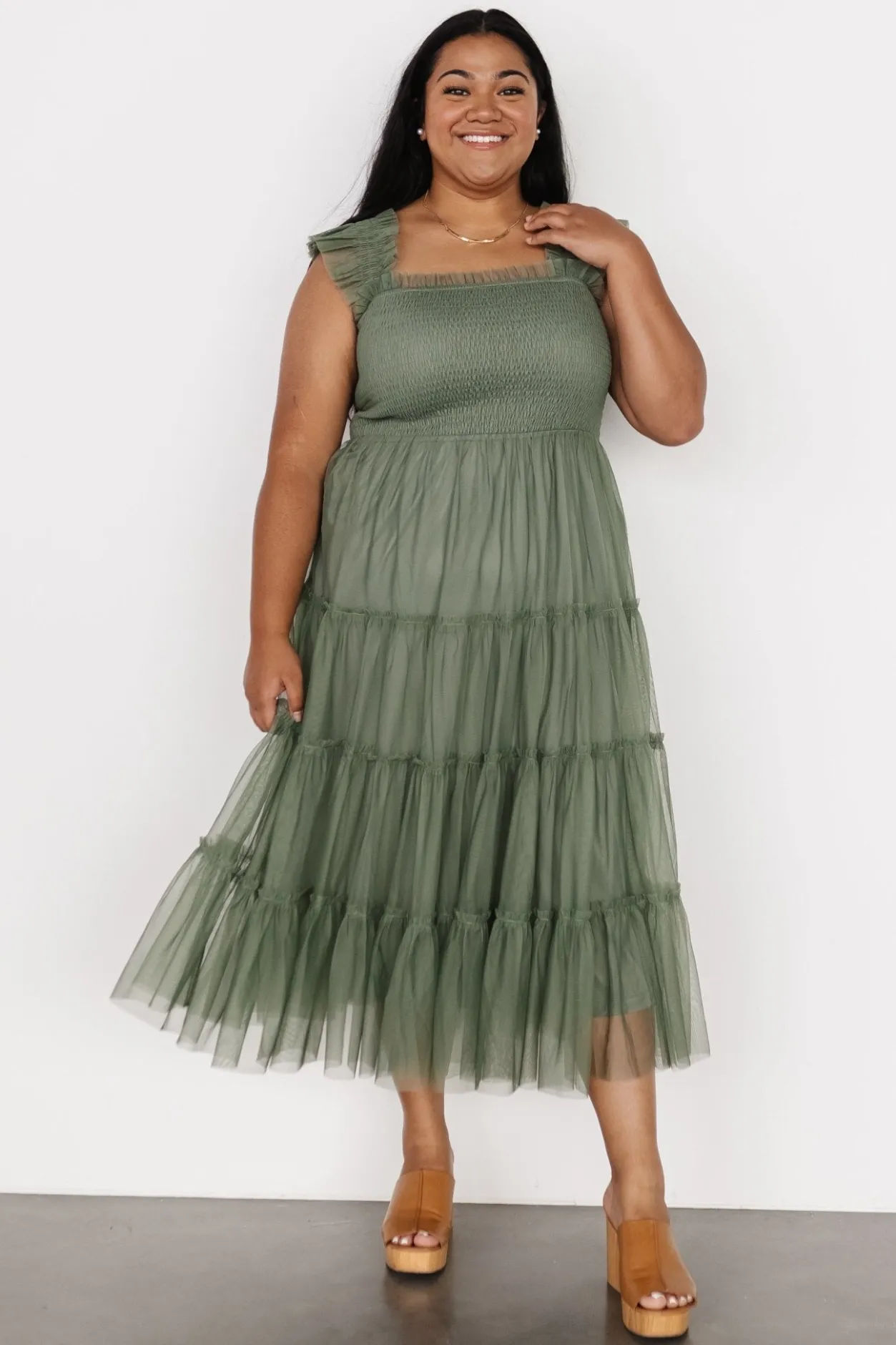 New Baltic Born Emma Smocked Tulle Dress | Sage