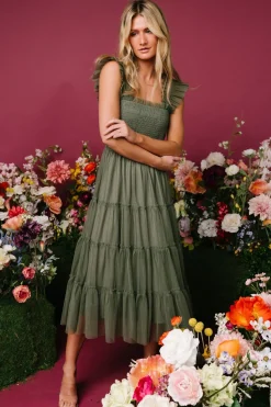 New Baltic Born Emma Smocked Tulle Dress | Sage