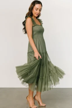 New Baltic Born Emma Smocked Tulle Dress | Sage